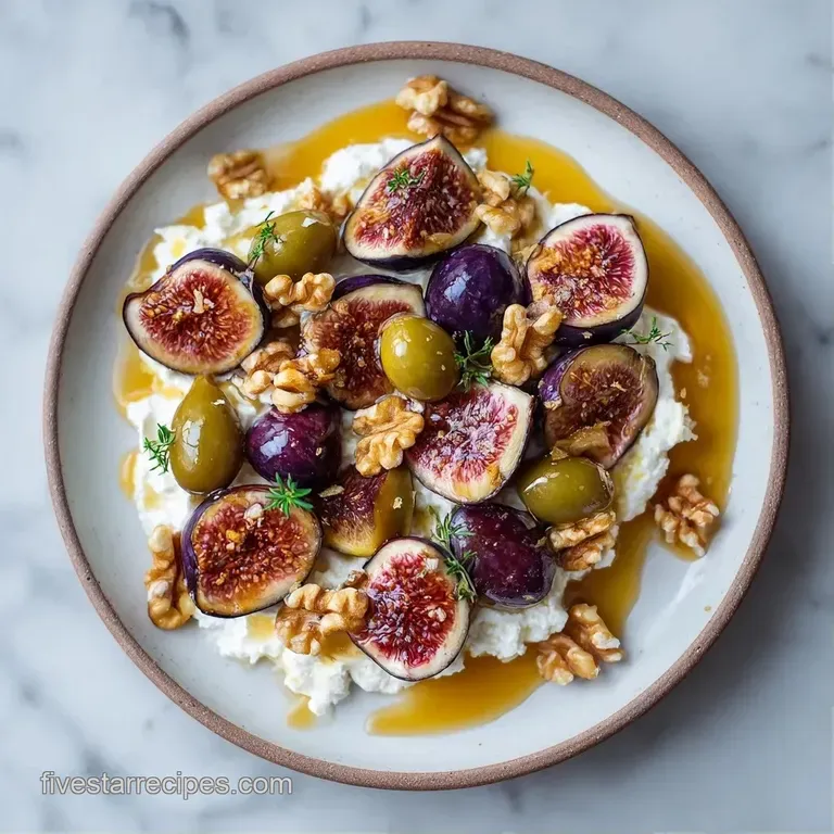 Artfully arranged purple fig slices and golden walnuts paired with white cheese on a dark slate serving board.