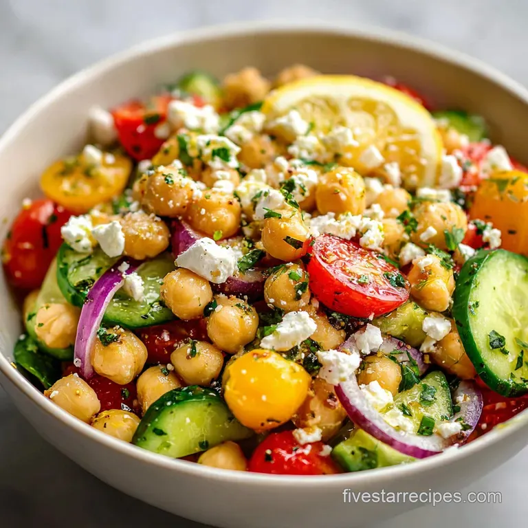 Healthy Mediterranean Chickpea Salad with Lemon Dressing