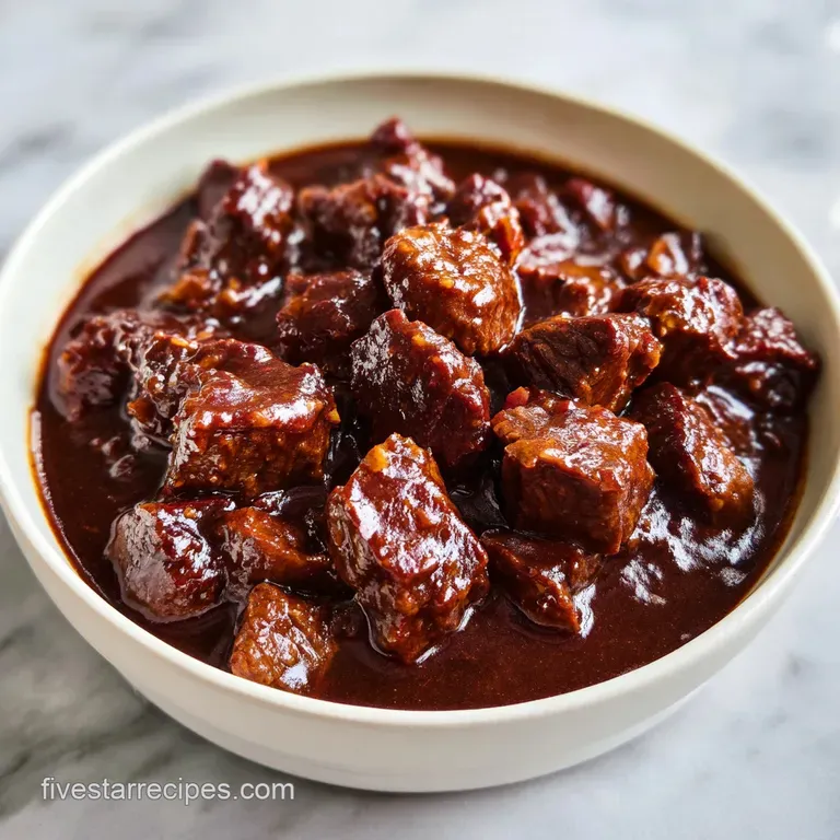 Steam rising from a shallow white bowl of slow-cooked meat and root vegetables topped with a fresh parsley sprig.