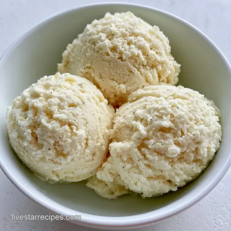 Elegant scoops of ivory cream in a glass coupe, garnished with a fresh mint leaf and a single ripe raspberry on top.