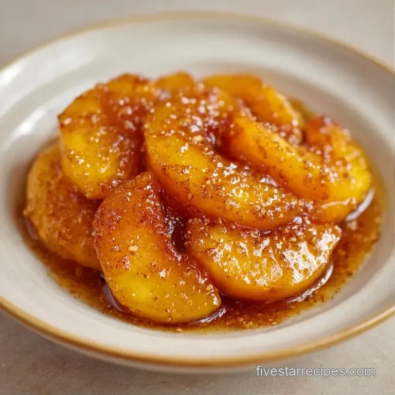 Glistening amber fruit slices in glass jars, drizzled with thick honey and topped with a sprig of fresh mint.