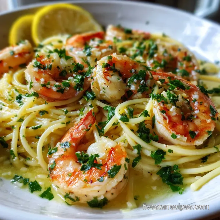 Perfectly twirled pasta, plump shrimp, and vibrant parsley create an enticing plate. Sauce shimmers, promising savory deli...