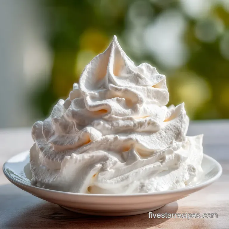 Elegant mounds of creamy white whipped topping sit atop a slice of rich, dark chocolate cake, dusted with cocoa powder.