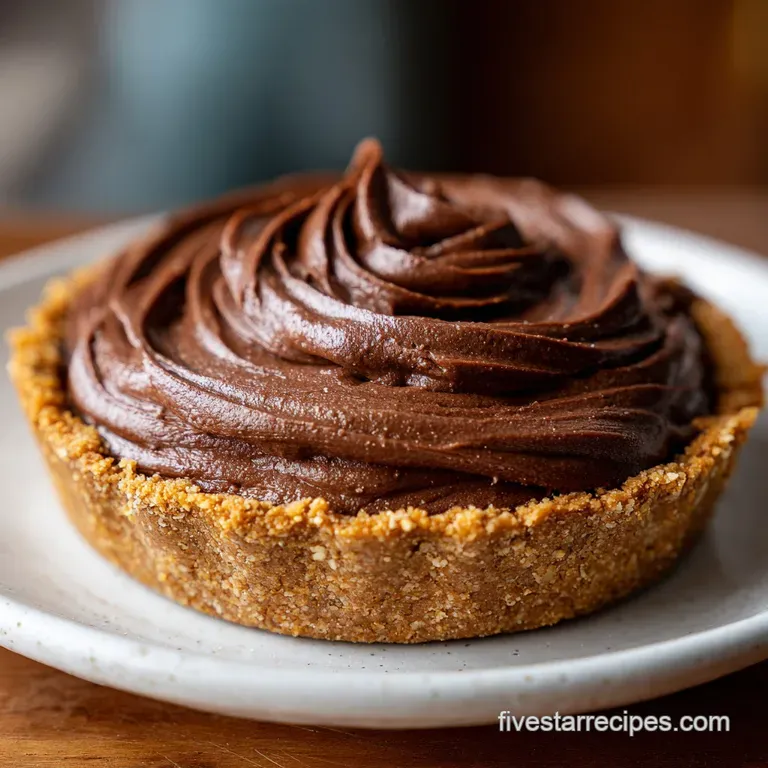 A slice of chocolate peanut butter pie with defined layers, chocolate drizzle, and whipped cream, inviting and decadent.