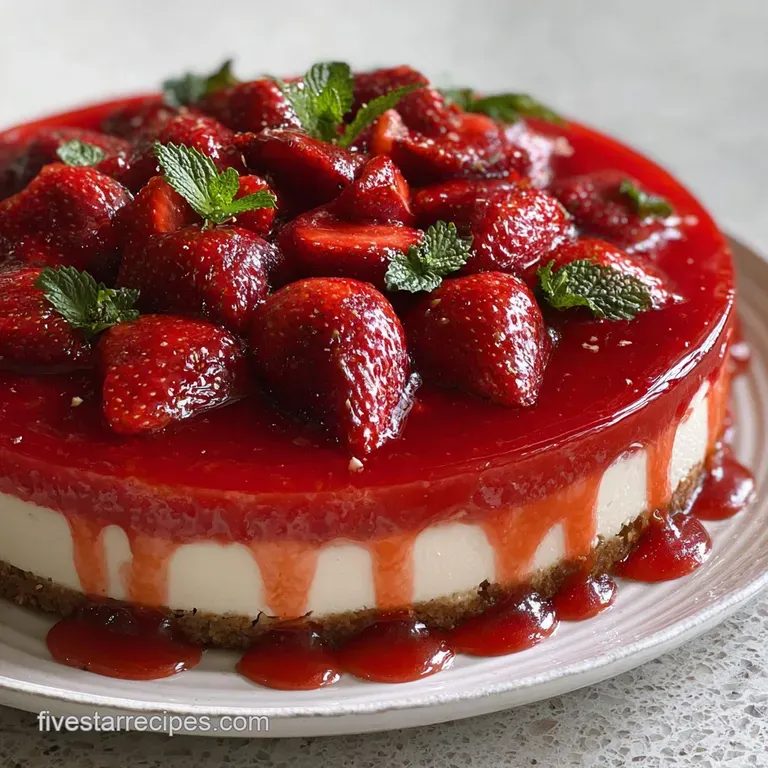 Easy No Bake Strawberry Cheesecake