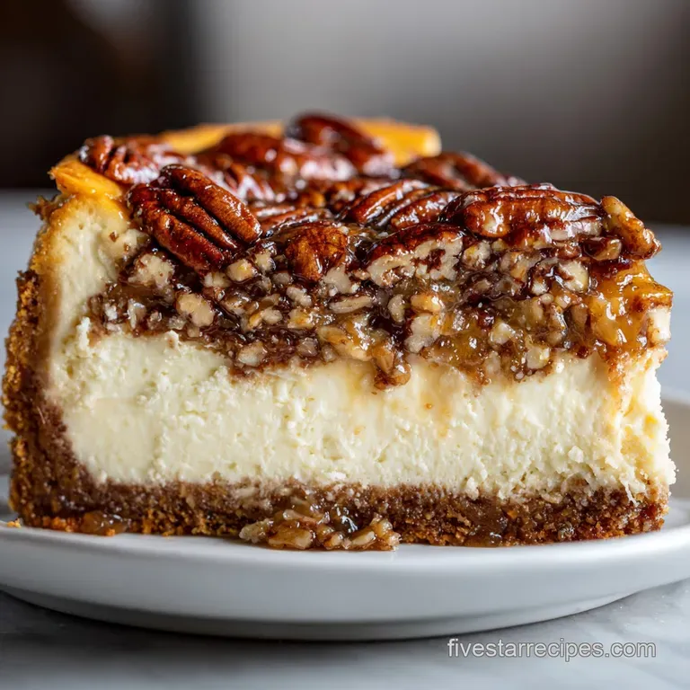Pecan Pie Cheesecake with Caramel Sauce