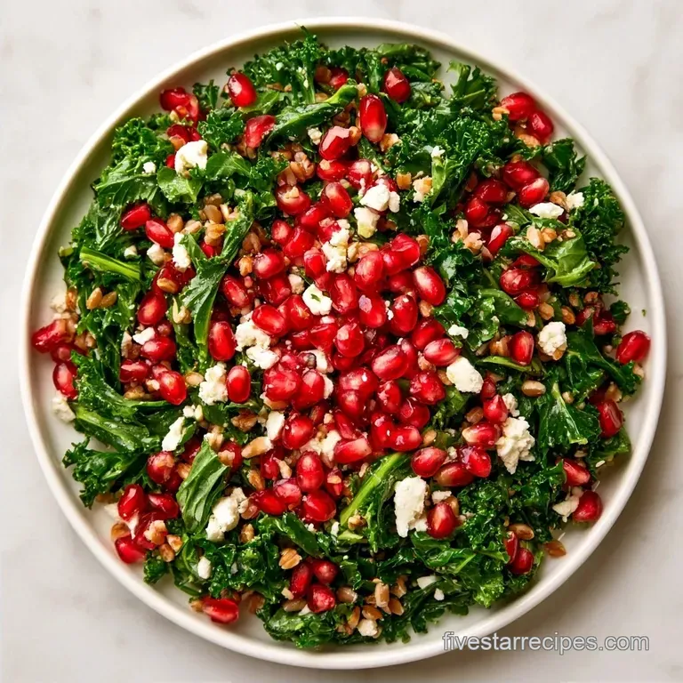 Fresh Kale Pomegranate Farro Salad