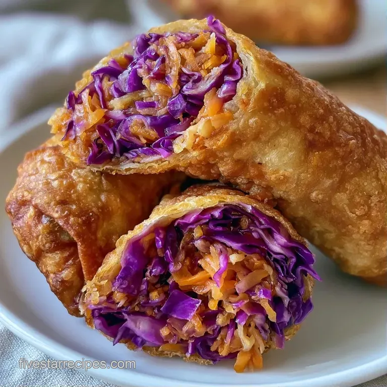 Vibrant purple cabbage wraps neatly arranged on a slate board with a small bowl of zesty orange dipping sauce.