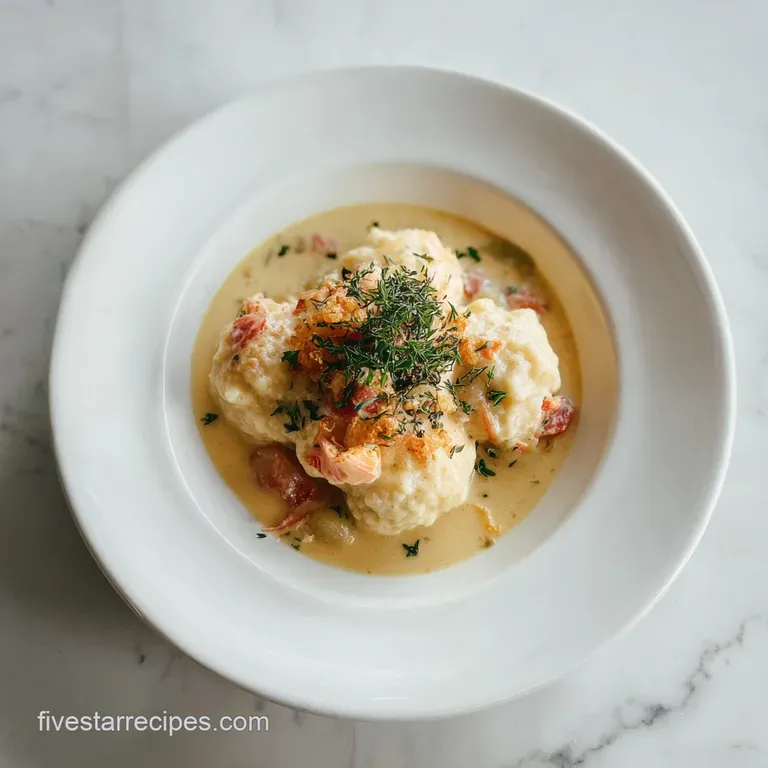 A rustic bowl filled with hearty chicken and dumplings, steam gently rising from the savory broth.