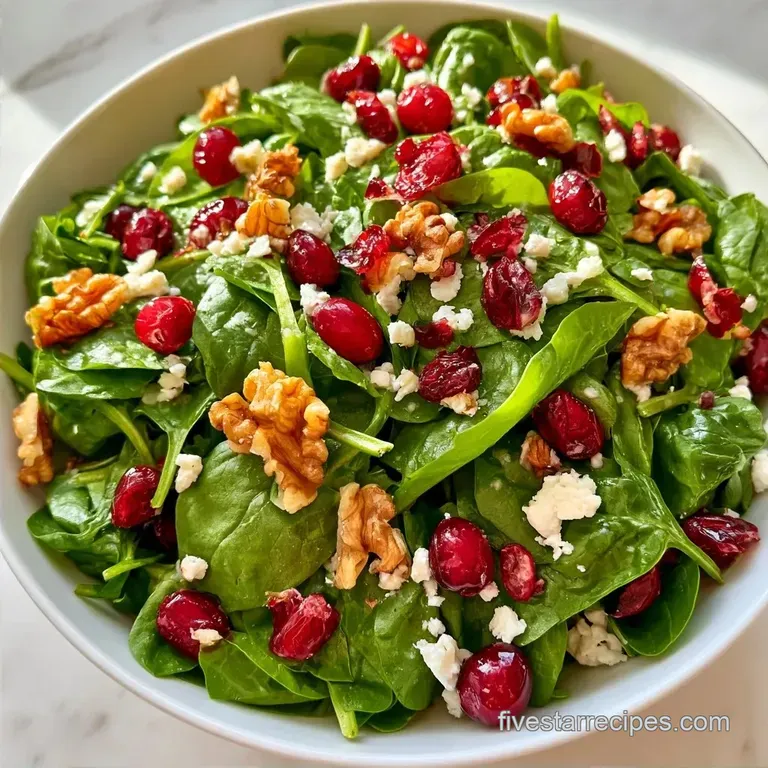 Spinach Cranberry Salad with Feta and Walnuts