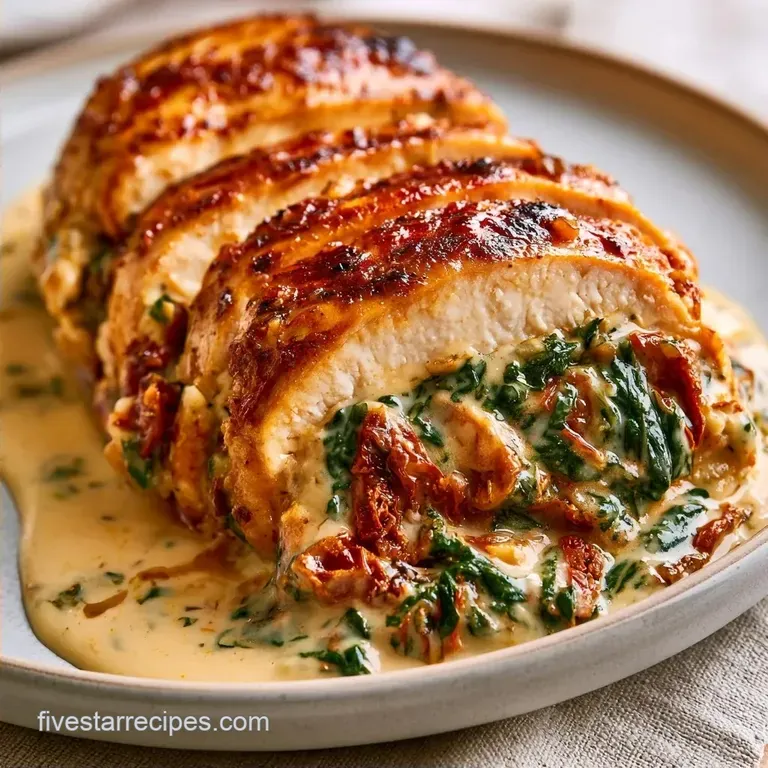 Stuffed Chicken Breast with Creamy Garlic Sauce