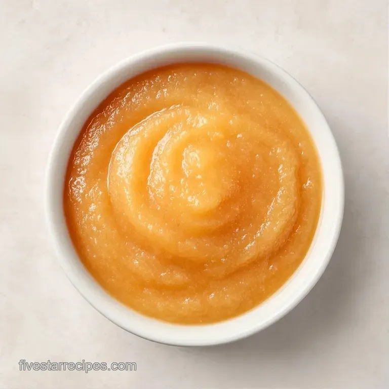Silky golden-orange puree artistically swirled on a white ceramic plate, garnished with a fresh mint leaf.