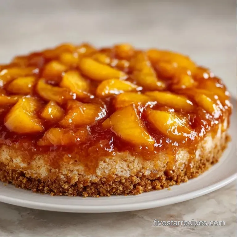 A warm slice of golden fruit dessert topped with a melting scoop of vanilla bean ice cream on a white plate.