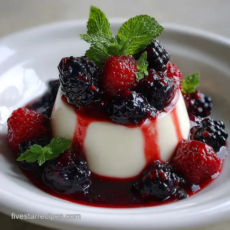 Classic Vanilla Bean Panna Cotta with Berry Sauce
